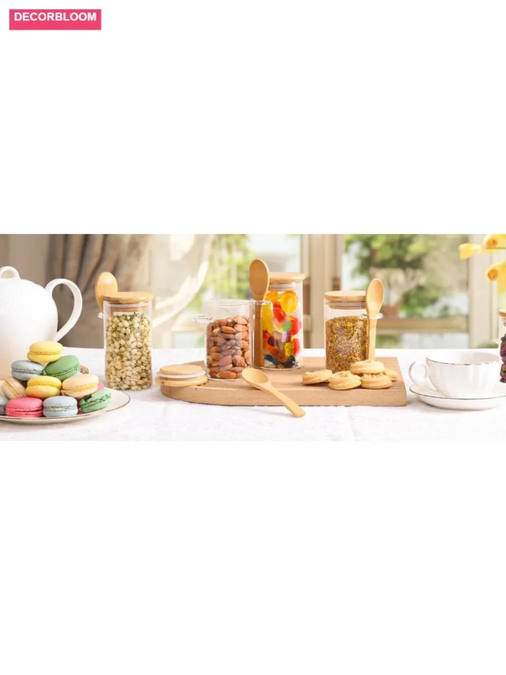 12 Pcs 8oz Glass Spice Jars with Bamboo Lids & Spoons, Airtight Storage for